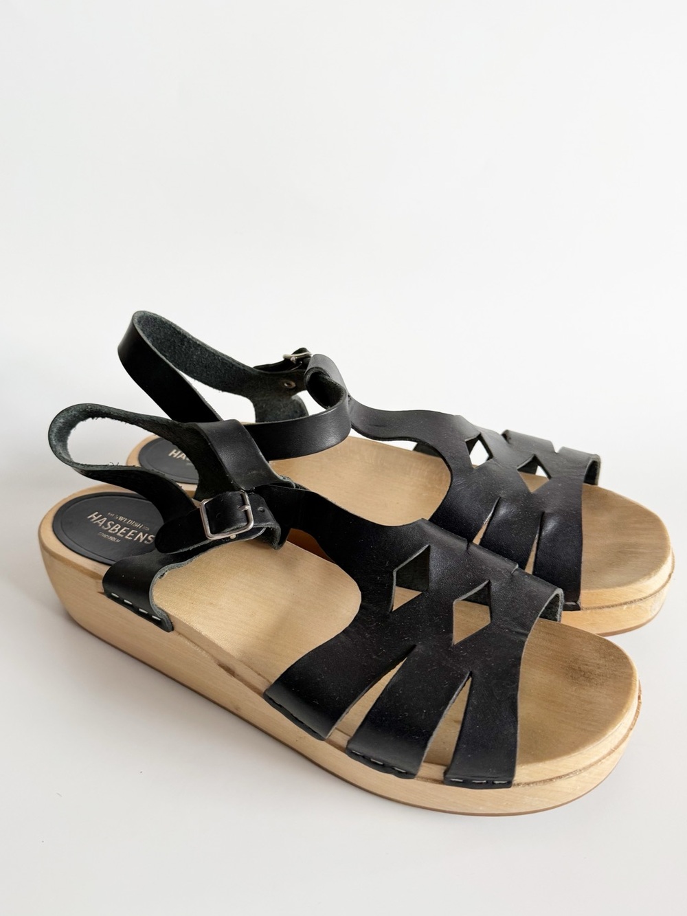 Swedish Hasbeens Ellen Black Sandals Size 40